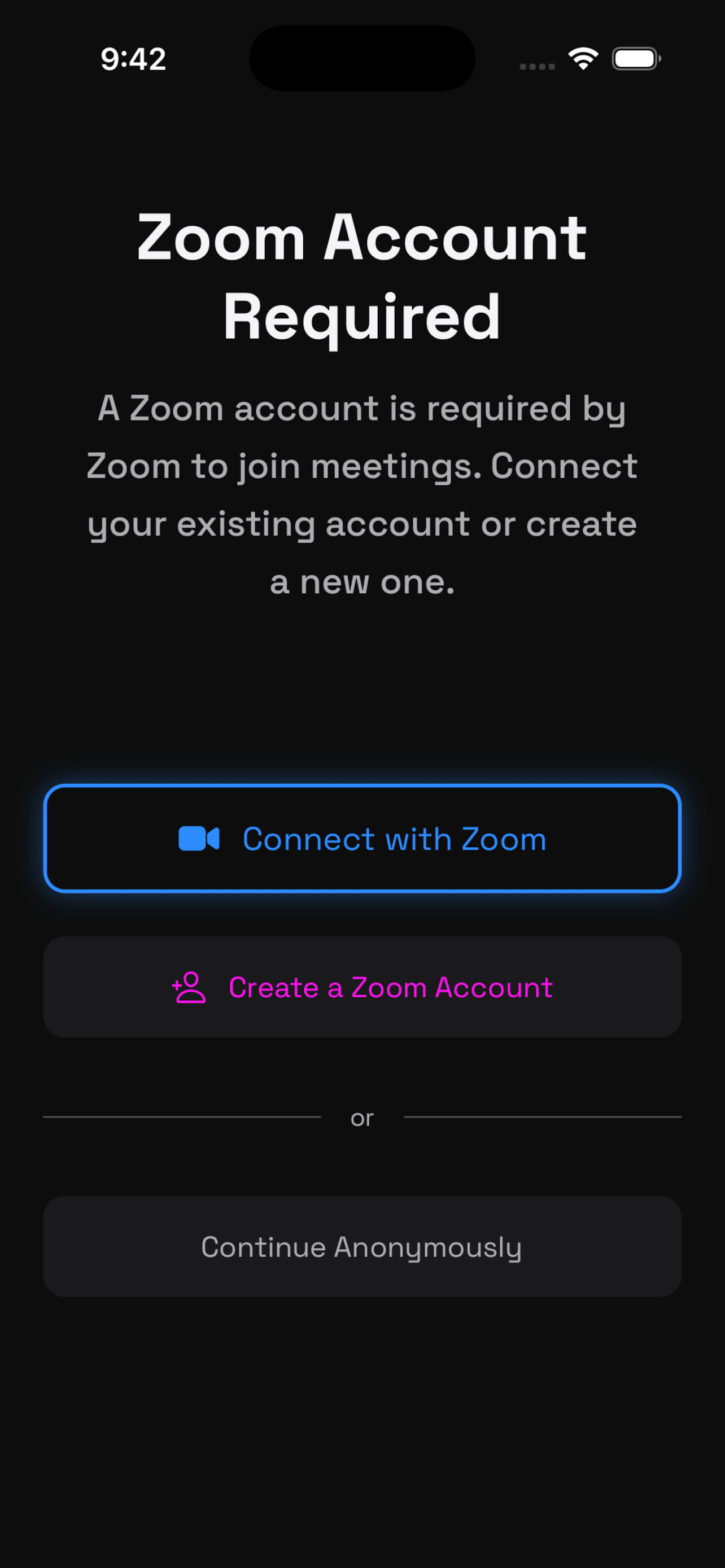 Zoom connection